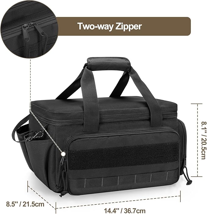 14-Inch Tool Bag with Anti-friction Bottom, Hand Tool Storage Organizer for Men, Tactical Range Bag, Multi-purpose Work Tote for Repairman, Carpenters, Handyman, Black