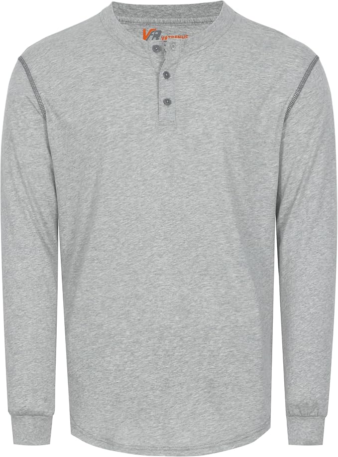 VATRENUS FR Shirts 4oz Lightweight Flame Resistant Henley 100% Cotton Men's Pre-Washed Fire Retardant Base Layer