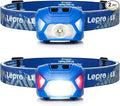 Lepro 320015 Battery Powered Headlamp - 1300Lux Super Bright LED Head Lamp with Red Light, IPX4 Waterproof Headlights for Outdoor Camping, Hiking, Hunting, Power Outages, Emergency, Hurricane - Blue