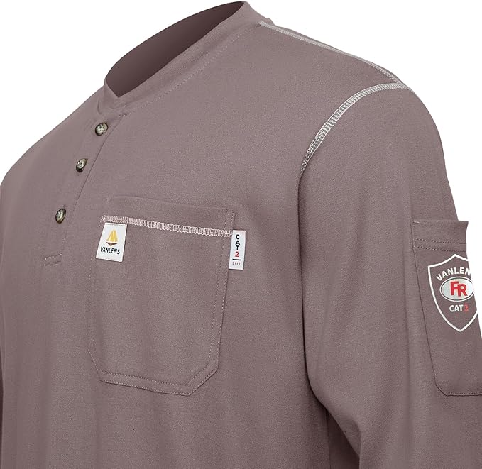 FR Shirts for Men CAT2/HRC2 Flame Resistant Shirts 6.5oz Light Weight Long Sleeve Fire Retardant Shirts