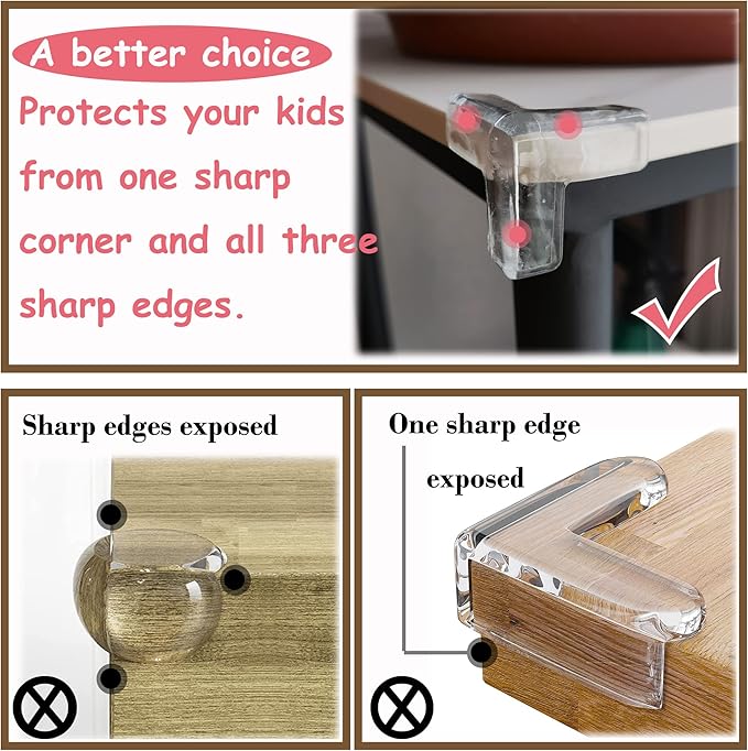 4Pcs Large(Length: 1.7inch) Silicone Corner Protector Baby Proofing,Table Corner Protectors for Baby,Strong Adhesive T Shaped Baby Head Protector Table Corner Protectors for Furniture