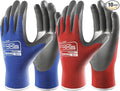 COOLJOB 10 Pairs Nitrile Dipped Safety Work Gloves with Grip, Non-slip Rubber Coated Bulk Garden Gloves for Men, Heavy-duty Oil Resistant for Truck Driver, Warehouse Box Handler, Xlarge, Red Blue