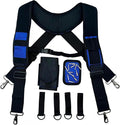 Tool Belt Suspenders for Work Belt Heavy Duty Padded with Magnetic WristBand Attachment Loops for Men