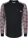 BOCOMAL FR Shirts Crewneck 5.5oz Lightweight Cotton Paisley Camo Two-Tone Flame Resistant Long Sleeve CAT2 Work Shirt