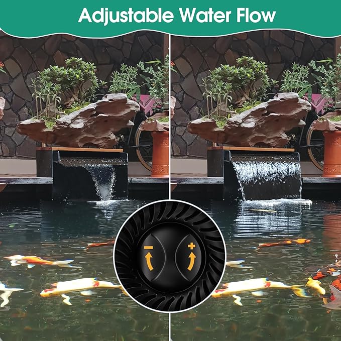 POPOSOAP 70W Solar Water Pump with Pond Waterfall Kit, 304 Stainless Steel Pond Waterfall Spillway, Pond Spillway with 9.8FT Corrugated Tubing for Garden Water Features-P5703