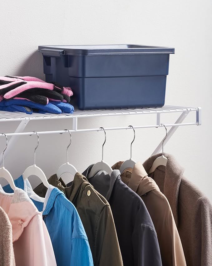 Rubbermaid Direct Wall Mount Closet Shelf, 4 Ft. Wide, Mounting Hardware Kit Included, White, Wire Shelving Organizer System for Home/Laundry/Bathroom/Mudroom/Pantry/Linen Closet