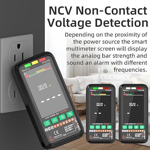 Multimeter Digital, Rechargeable Electrical Tester, NCV Intelligent Multi Tester, TRMS 6000, Overload Protection, Auto-ranging, Voltage, Current, Capacitance, Continuity, Frequency,Resistance