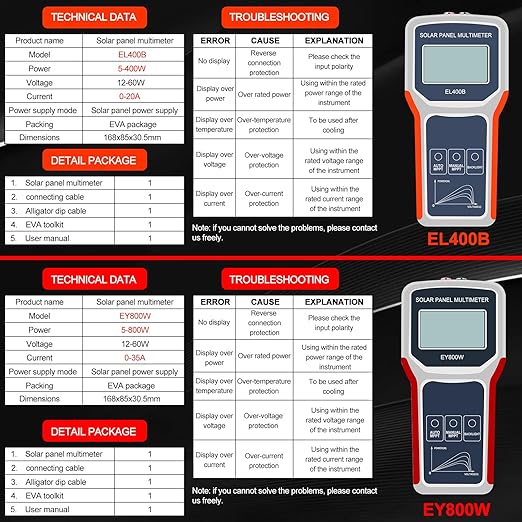 KAOLALI Digital 400W Solar Panel Smart Tester Auto/Manual MPPT Photovoltaic Panel Multimeter Testing Power Meter Tool