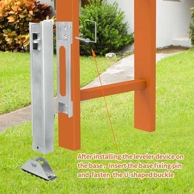 Ladder Leveler for Extension Ladder, Adjustable Extension Ladder Stabilizer Leg Ground Leveler, with Anti-Slip Pattern Steel Pole,Ladder Levelers for Extension Ladders(1 Piece)