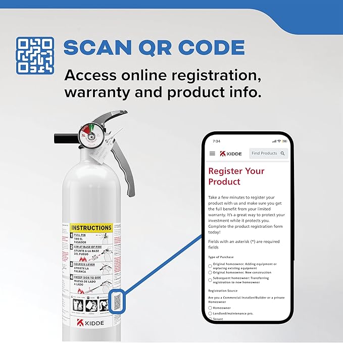 Kidde Fire Extinguisher for Boats, Single-Use 1A10BC