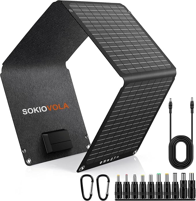 Portable Solar Panels 30W Foldable Solar Panels Charger ETFE Solar Panel with DC USB-C and USB-A IP68 Waterproof for Small Power Station Mobile Phones RV Travel Outdoor Camping