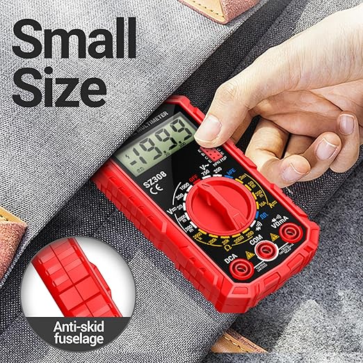ANENG Multimeter,SZ308 DC AC Volt Meter,Ohm Digital Multimeter Tester,Measures Voltage,Current,Resistance,Continuity,Diodes, Electrical Tester for Househould Tools,Automotive Battery Test(Red)