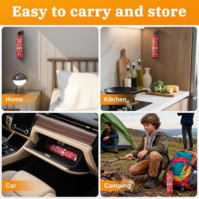 Portable Fire Extinguisher for Home and Vehicle - Mondoshop 2-Pack Water-Based Small Fire Extinguisher with Mount for A, B, C, K Fire, Suitable for Vehicle, Home, Kitchen, Car, Boat, Camping, Business