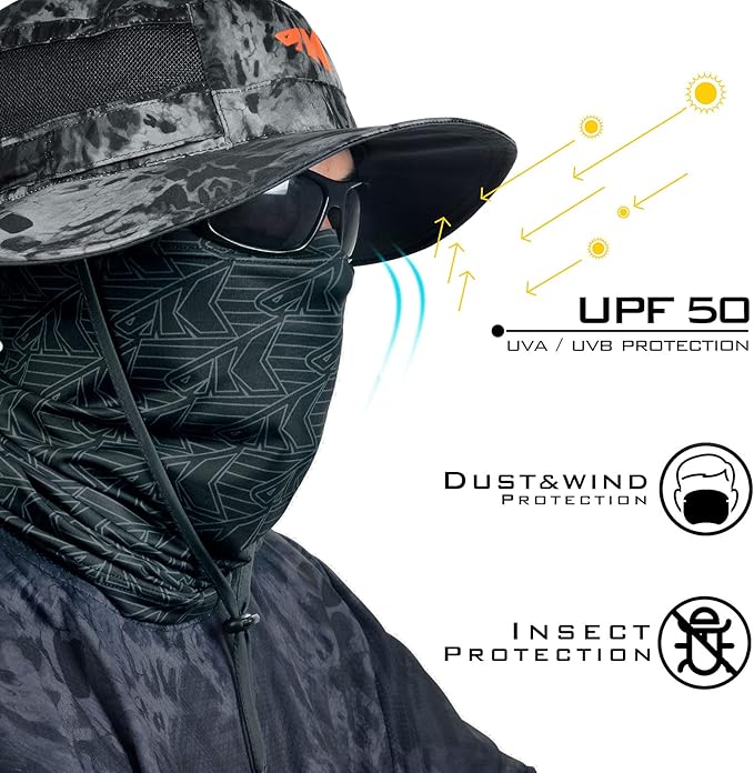 KastKing Sol Armis Neck Gaiter - UPF 50 Face Mask - UV Sun Protection Mask for Men & Women, Fishing, Hiking