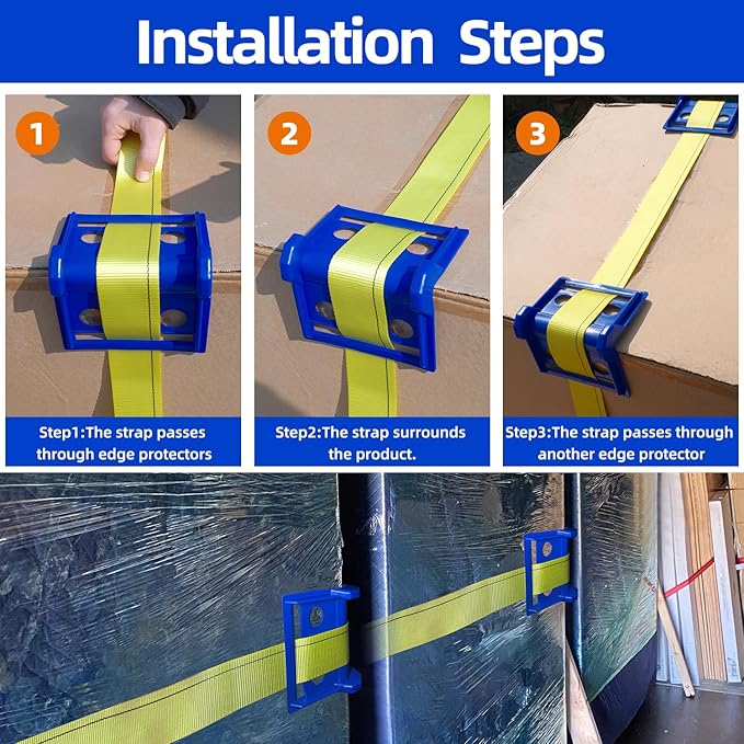 24pcs Flatbed Cargo Edge Corner Protectors Strap Corner Protectors Fit for 4'' Winch Ratchet Straps To Protect Cargo and Straps