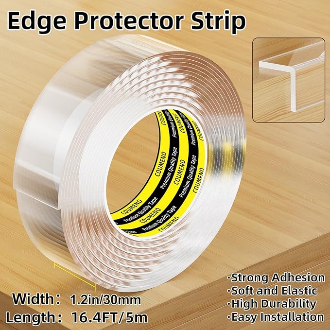 Clear Edge Protector,Safe Corner Protector, Anti-Sharp Edge Protector, for Furniture, Drawers, Tables, Cabinets 1.2inX16.4FT