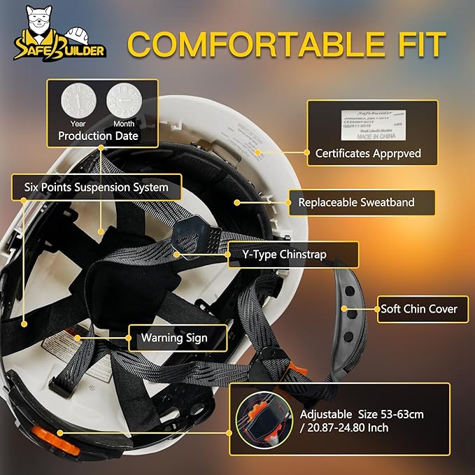 Construction Hard Hats Safety Helmet Reflective ABS Adjustable Ventilation Hardhats Industrial Head Protection ANSI Z89.1