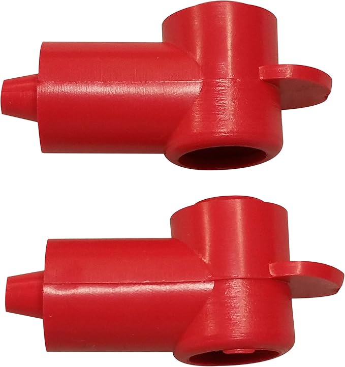 (Red) 1/4" Stud Terminal Cover - Electrical Battery Connection Insulator (2 Pack)