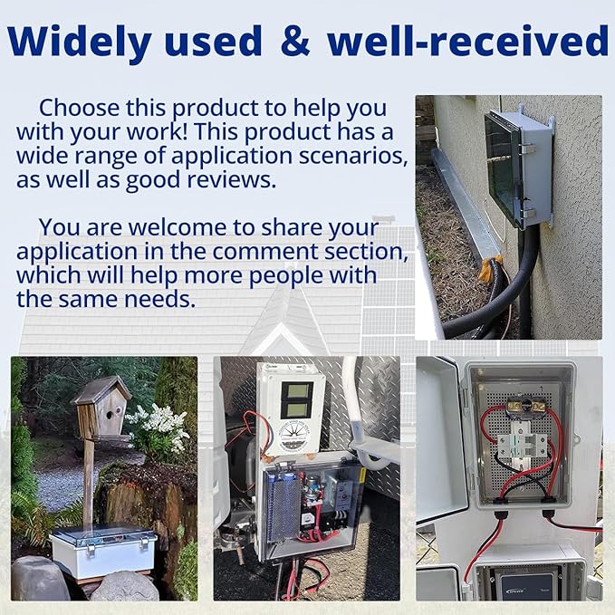 MAKERELE Waterproof Electronic DIY Projects Cable Enclosure Outdoor With Wall Bracket 11.4"7.5"5.5" (290190140mm) IP65 Outside ABS Plastic Electrical Box With 2 NPT 1/2” Glands