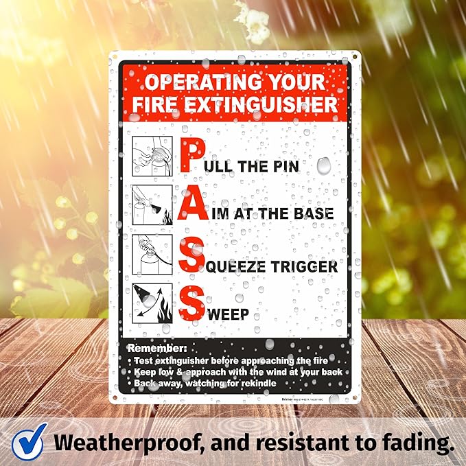 Brimar - 10 x 14" - Operating Your Fire Extinguisher Sign - Polyethylene Plastic - Safety Promotion - Easy Installation