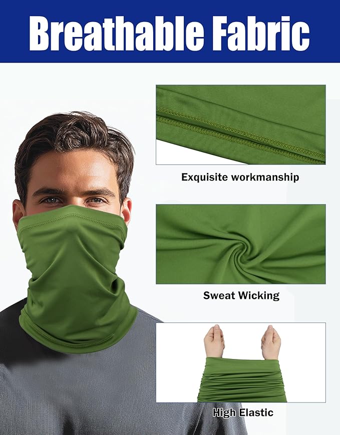 JHYWELL Cooling Neck Gaiter Face Mask, UV Protection Masks Gator, Windproof Bandana for Skiing, Fishing, Hiking, Cycling