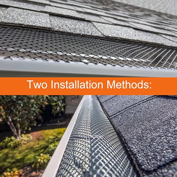 Upgraded Gutter Guard Mesh Roll, Aluminum Gutter Screen 6" X 60', Rain Gutter Leaf Guard Mesh with Gloves 6 Inch X 60 Feet, 1 Roll