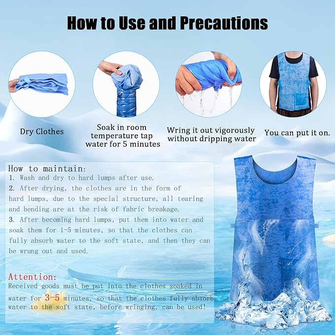 Cooling Ice Vest for Men Women,PVA Water Activated Evaporative Cool Cold Vest for Hot Weather Working Running