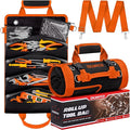 Roll Up Tool Bag, Heavy Duty See-Through Tool Roll Organizer with 2 Detachable Pouches, Portable Mechanic & Motorcycle Tool Bag, Birthday & Father’s Day Gift, Orange