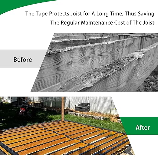 Butyl Joist Deck Tape, 2" X 50' Deck Joist Tape Waterproof Flashing Tape, Weather Resistance Self-Adhesive Joist Tape Decking for Deck Joist Beams Protection(12 Rolls)