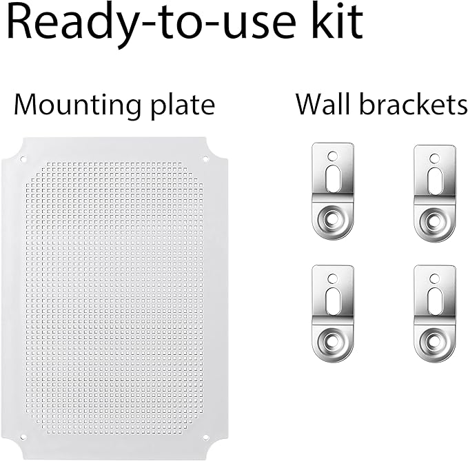 Junction Box, IP67 Waterproof Plastic Enclosure for Electrical Project, Hinged Grey Cover, Includes Mounting Plate and Wall Bracket (Transparent Cover with Inner Door, 14.6"×10.6"×5.9")