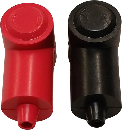(Red & Black) 1/4" Stud Terminal Cover - Electrical Battery Connection Insulator (2 Pack)