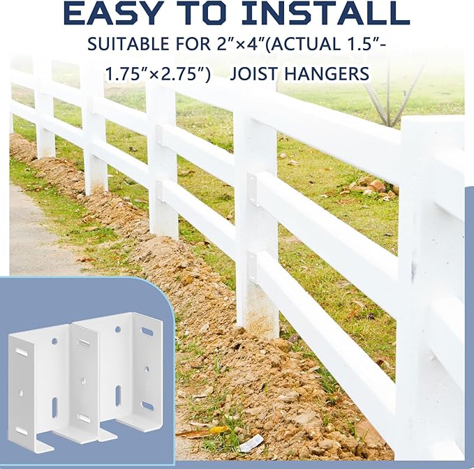 Hicarer 8 Pcs Heavy Duty Aluminum Fence Bracket with Screws for Vinyl Fencing Panel and Post Connection Deck Railing Bracket Kit Fits 2 3/4 Inch Rails