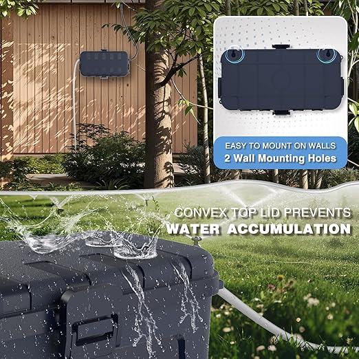 Flemoon [2 Pack] Outdoor Electrical Box Waterproof, Medium Weatherproof Electrical Box (11.5x5.2x4 inch) w/6 Cable Entry Ports, Extension Cord Cover for Power Strip, Timer, Plug, Holiday Light, Gray