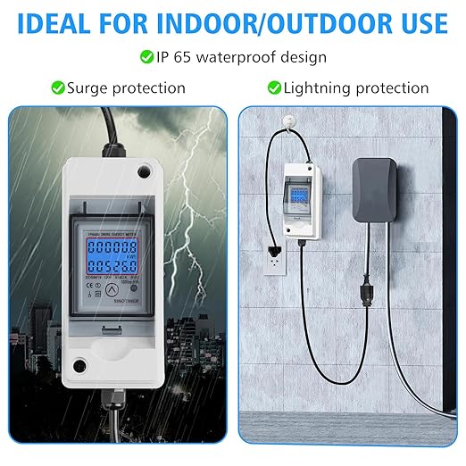 Home Energy Monitor, Haoguo 110V EV Charger Pass-Through Power Usage Monitor with IP 65 Waterproof for Indoor/Outdoor Use, Ideal for Monitor RV, Outdoor Generators, Households