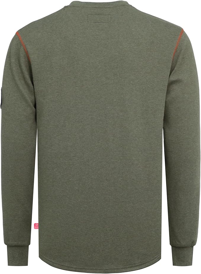 BOCOMAL FR Shirts Flame Resistant Henley Shirt NFPA2112/CAT2 7oz Men's Long Sleeve Fire Retardant Clothing