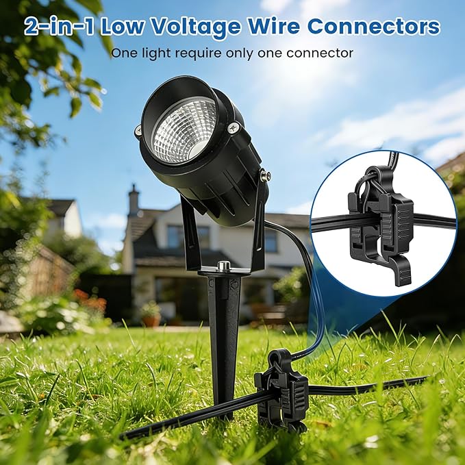 Low Voltage Wire Connectors for Landscape Lighting, Compatible with #12/14/16/18 Gauge Underground Cable for Pathway Lights, Spotlight, In-ground Lights, Waterproof, UL Listed (8)