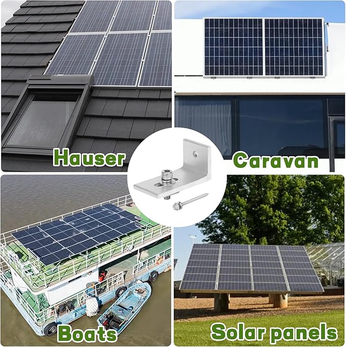 12 Pack Solar Mount L-Bracket with Hardware, Aluminum Alloy Photovoltaic Solar Panel Mounting L Brackets for RV Boat Off Grid Roof, Motor Home Roof
