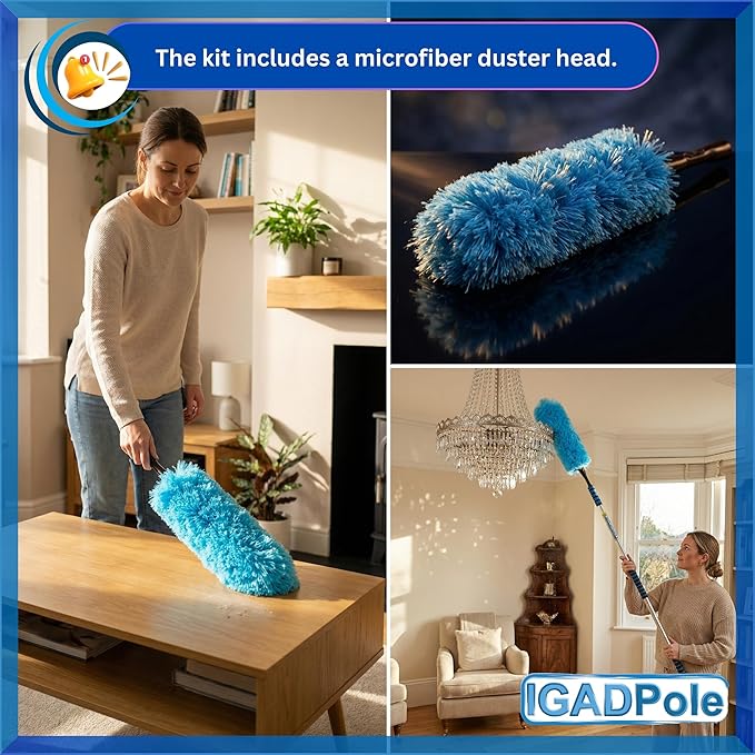 IGADPole 24 FT Washing Kit: Water-fed Brush with Soap Dispenser, Cobweb Dusters, with 6-Stage Telescoping Pole 5-24ft Pole/Window and Dusting Cleaning Kit