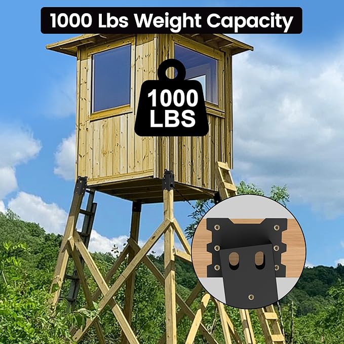 Deer Blind Brackets, Outdoor 4 x 4 Platform Bracket, 12 / 14 Gauge Steel Elevator Brackets for Deer Stand, Hunting Blinds, Shooting Shack