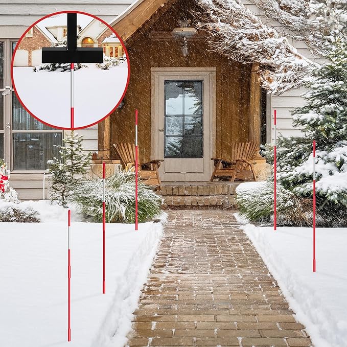Snow Stake Installation Tool, Heavy Duty Driveway Markers Installation Tool with Kick Plate and Pointed Tip for 1/4" & 5/16" Stakes