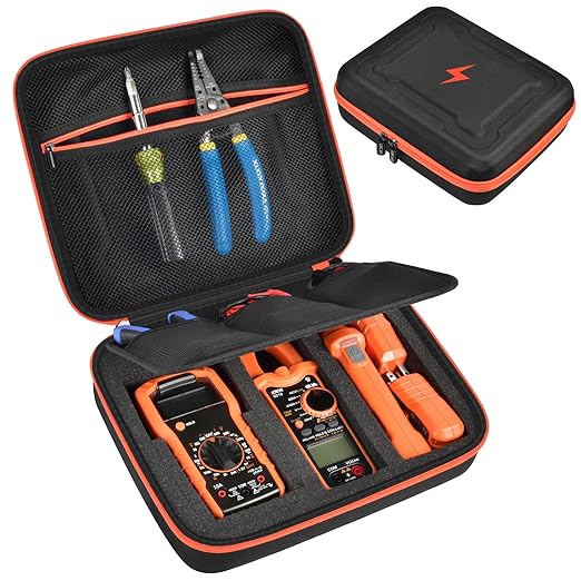 Case Compatible with Klein Multimeter MM325 MM300(69149P) Multi Meter Testers, Storage Carrying Organizer for Electrical Test Kit Voltage/Outlet Tester, Wire Stripper, Leads & Batteries (Box Only) (L)