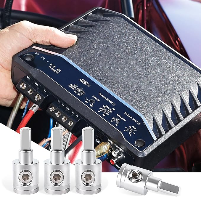 4PCS Heavy-Duty Car Stereo Audio Wire Reducer - 0 Gauge to 4 Gauge for Amp Input, AWG Pin Power & Ground Connection