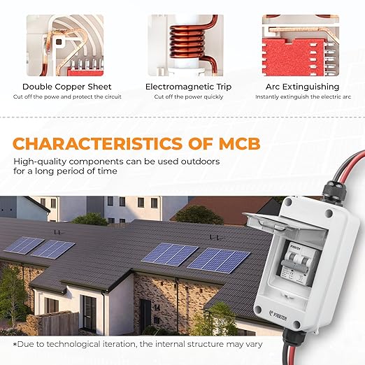 Solar Panel Disconnect Switch 1000V 25A PV Disconnect Switch Miniature Circuit Breaker with Waterproof Enclosure for Solar PV Homes Batter (25 Amps)