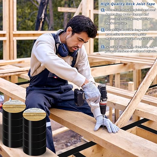 10 Rolls Joist Tape Decks Bulk Flashing Tape for decking 2 Inch x 50' Weatherproof Butyl Sealant Deck Tape Joist-Beam Joist Tape for Wood Joists Decks Roof