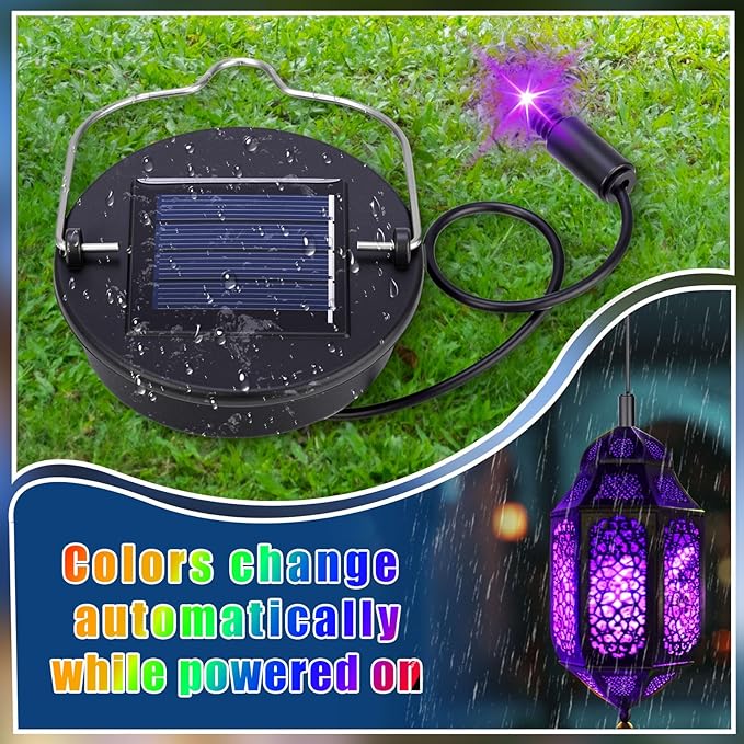 Kingdder 6 Pack Solar Light Replacement Top, 3 Inch Solar Lantern Replacement Lid with 600mah Rechargeable Battery, Waterproof Hanging Lamp Parts for Outdoor Patio Garden (Colorful Lights)