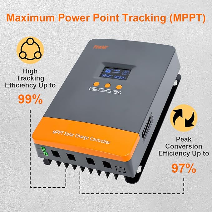 PowMr 80A Solar Charge Controller MPPT 12V 24V 36V 48V Auto, 80amp Solar Charge Regulator Max 160V w/LCD Display Work with AGM, Gel, Flooded and Lithium, Support Parallel up to 12 Units