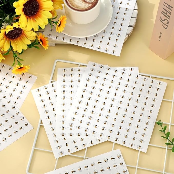 JarThenaAMCS 2400Pcs Summer Mini Bee Sticker Cartoon Paper Small Decals Cute Yellow Buzz Bee Self-Adhesive Stickers for Holiday Envelopes Scrapbook Gifts DIY Supplies, 0.5 in