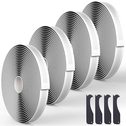 Black Butyl Sealant Tape – 1/2" x 80' Butyl Rubber Sealant, 4 Rolls Multi-Purpose Butyl Rope, and Putty Tape for RV Repair, Window, Boat Sealing, Glass and EDPM Rubber Roof Patching