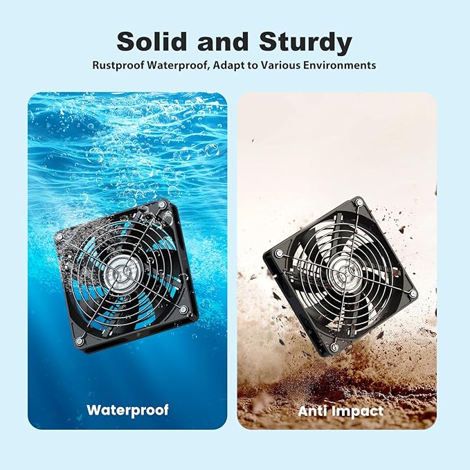 5.5" Solar Chicken Coop Fan 2 Kit, 20W Solar Powered Greenhouse Fan Outdoor Waterproof for Vent Exhaust & Intake, 16.7 ft Cord, for Outside Shed Doghouse Ventilation Air Circulation Cooling
