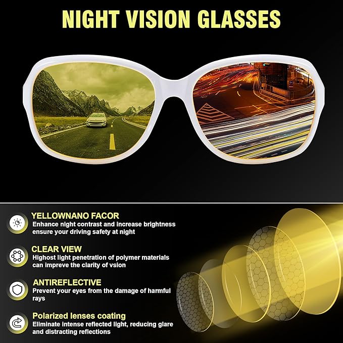 FEISEDY Classic Womens Night Glasses Driving Anti Glare Wrap Around Yellow Sunglasses B2548